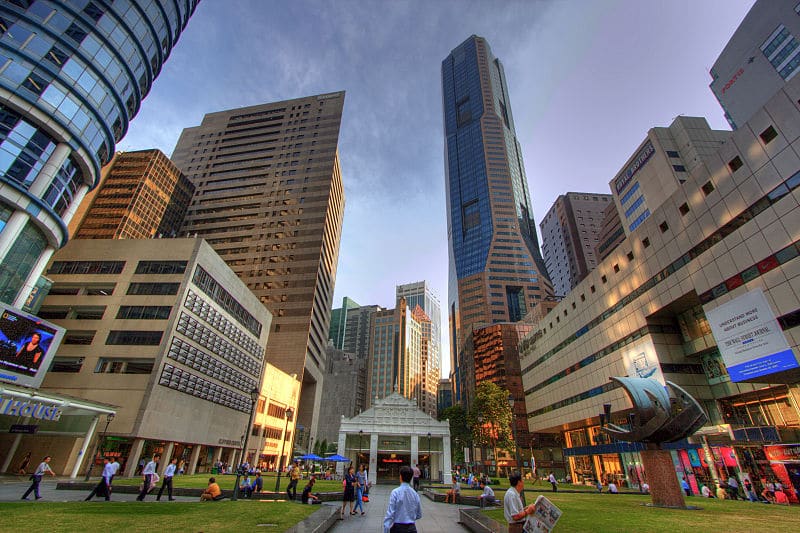 High-rise buildings in Raffles Place, one of the main attractions in Singapore