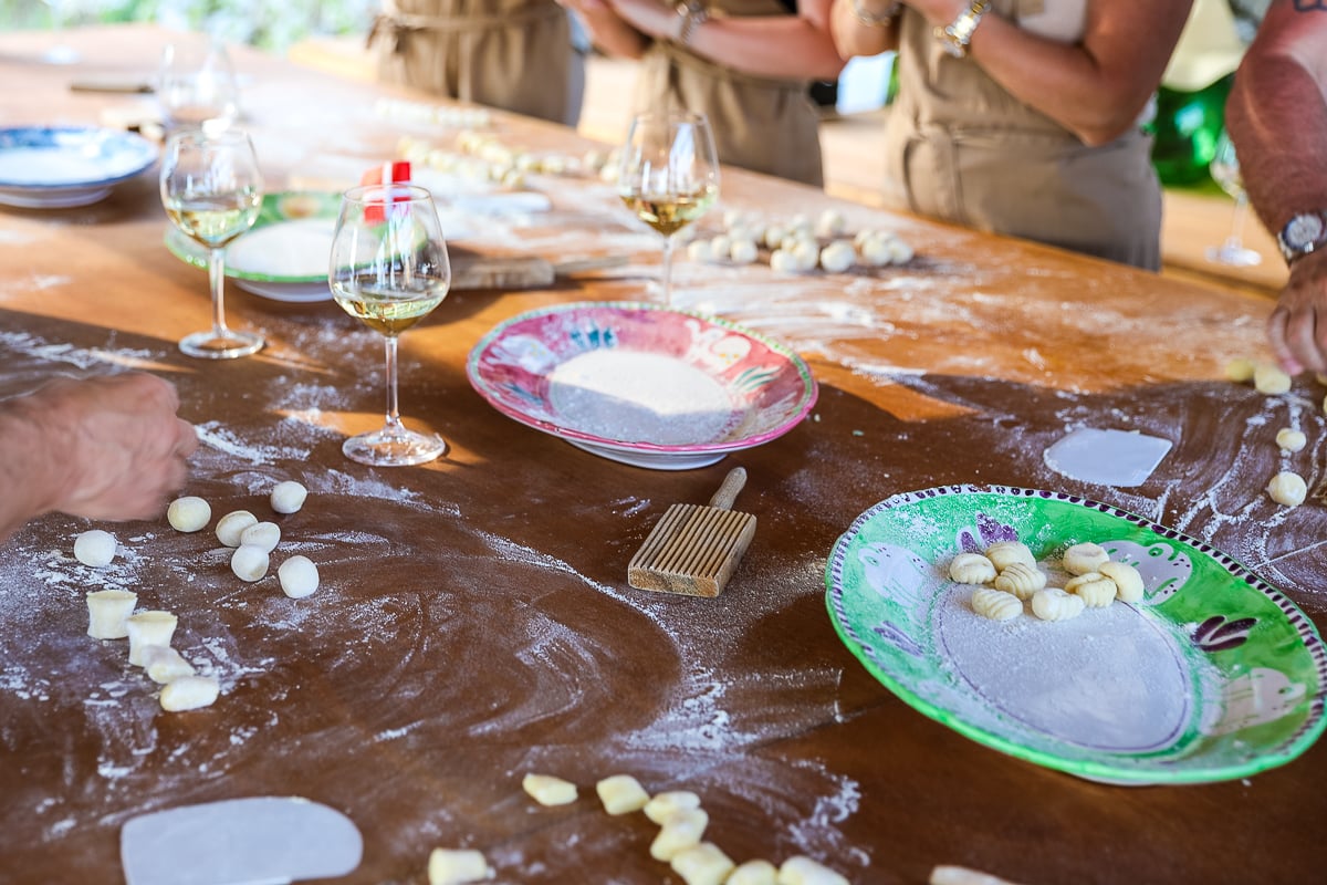 Making fresh homemade gnocchi during a cooking class. Taking a cooking class is one of the best things to do in the Amalfi Coast.