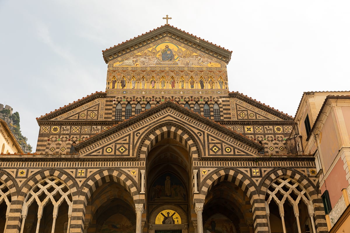 Amazing exterior and arches of Duomo di Amalfi