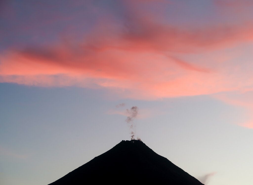 Beautiful silhouette of Arenal Volcano in La Fortuna