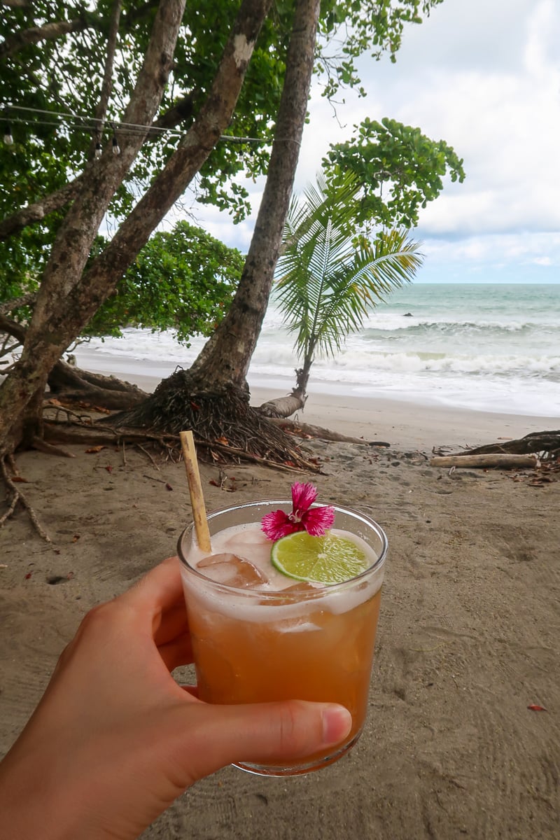 Fresh cocktail at Arenas Del Mar. Staying in a place with beautiful views is one of the things to do in Manuel Antonio, Costa Rica.