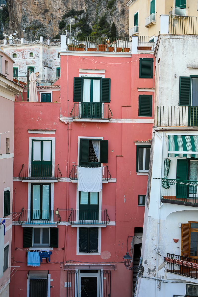Colorful apartment buildings in Atrani