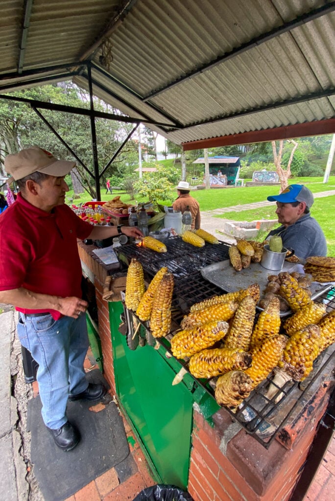 Roasted corns - must-try street food in Bogota