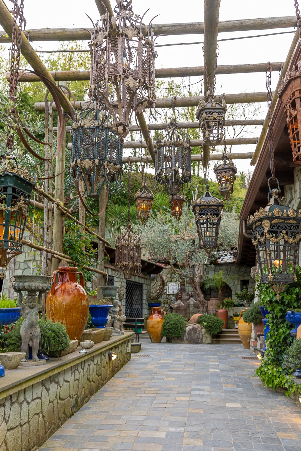 Antique decorations in Cantina Raustella, a restaurant in Ischia, Italy