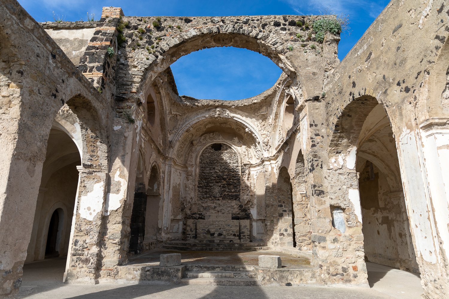 Ancient ruins of Castello Aragonese on a sunny day