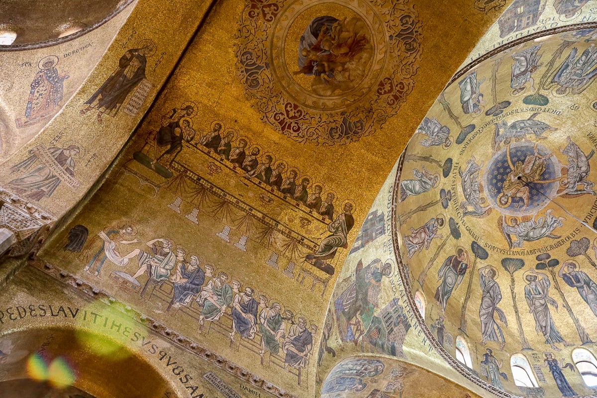 The gilded ceiling within St. Mark's Basilica