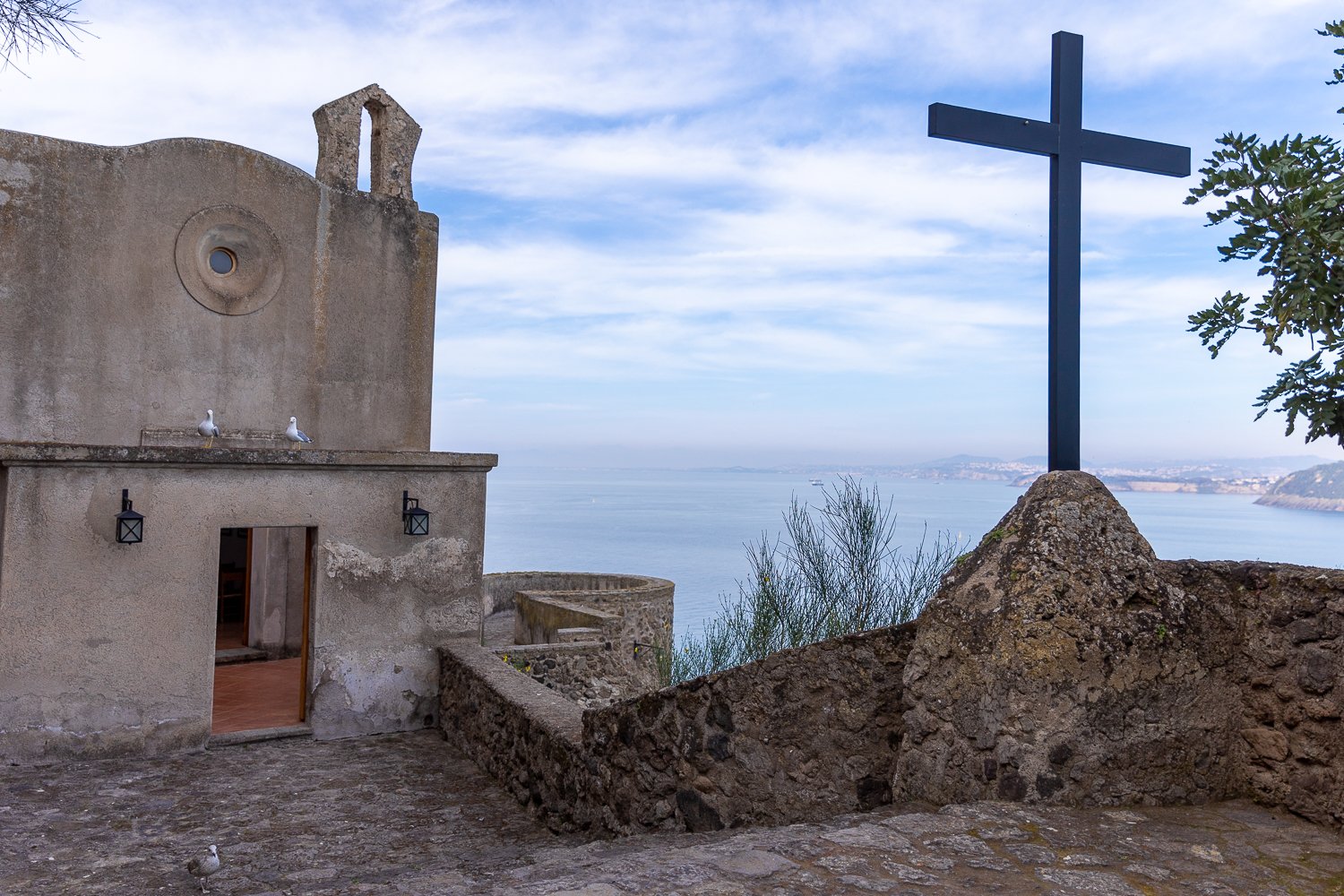Big cross at the church in Aragonese Castle