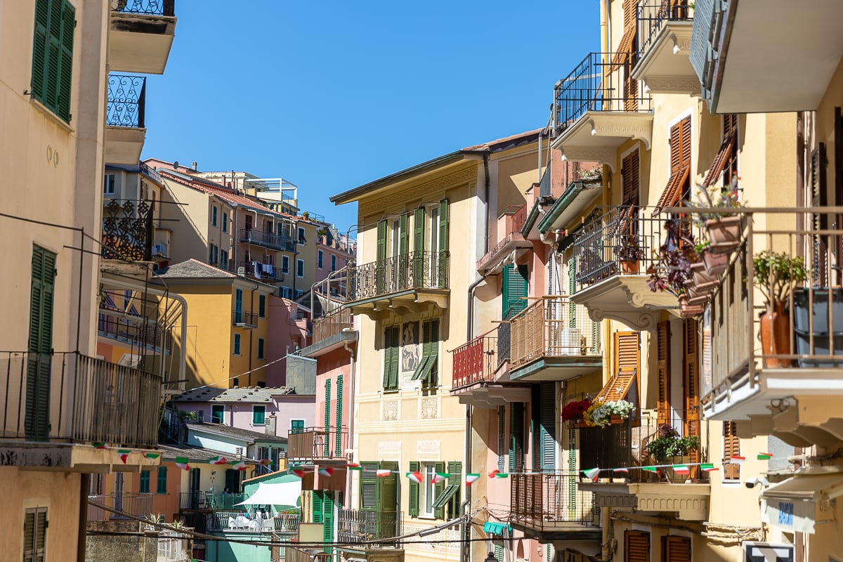 Lots of colorful houses and balconies