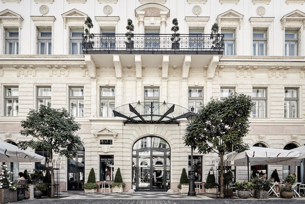 The front of the Aria Hotel in Budapest
