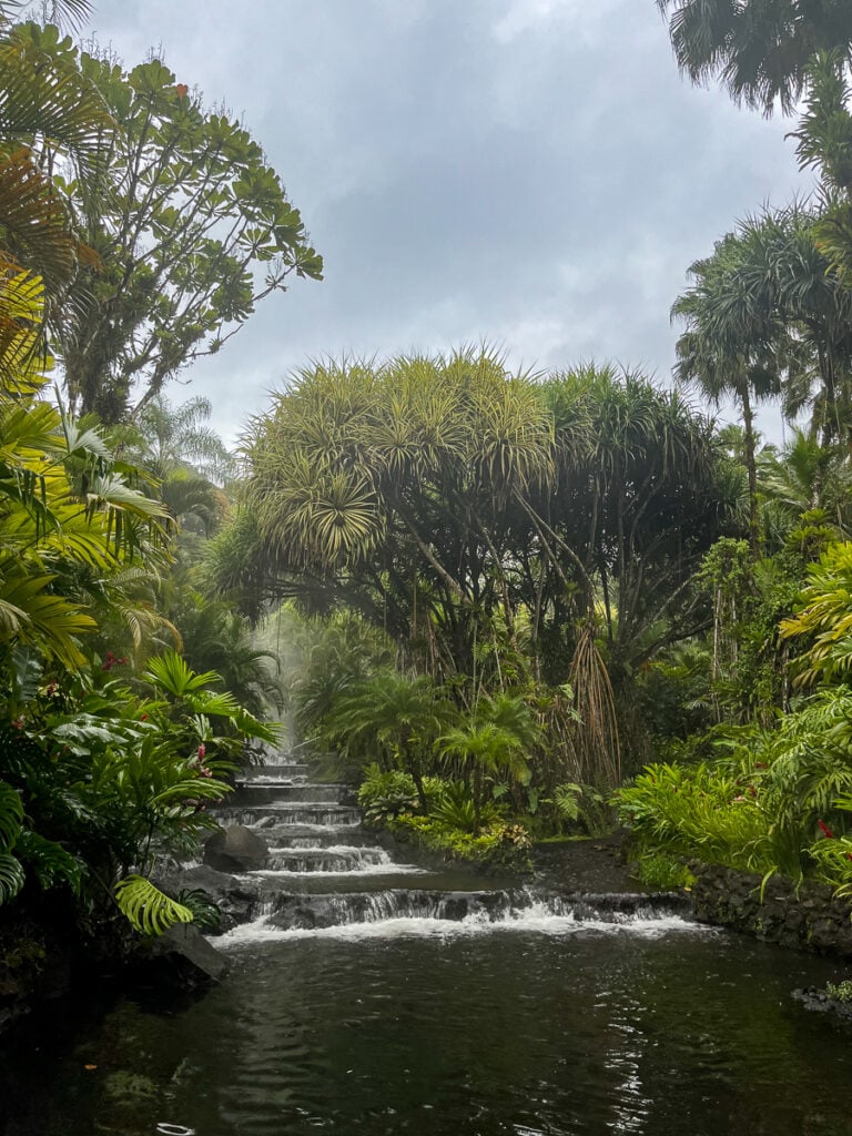 Hot springs with cascading waterfalls