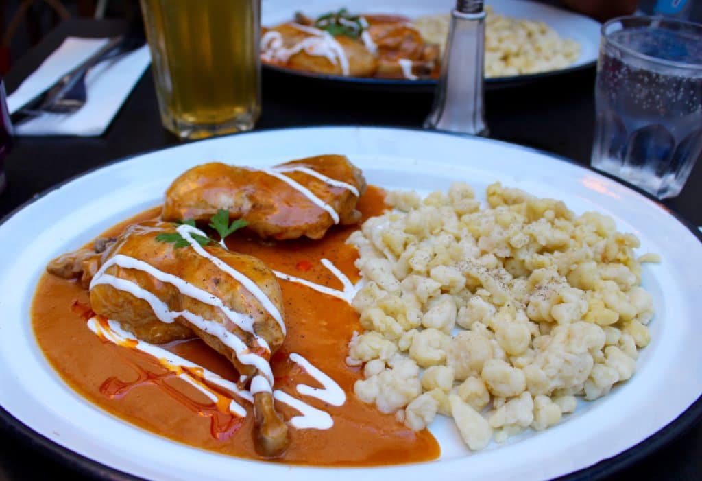 Chicken paprikash in Budapest