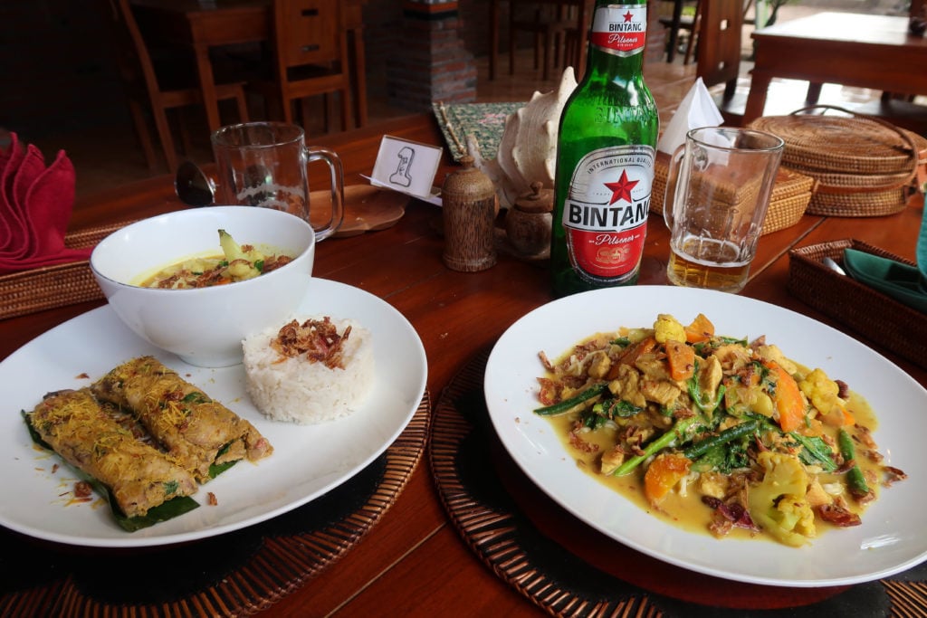 Balinese food with beer