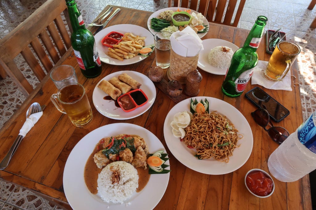 Balinese food on table with drinks