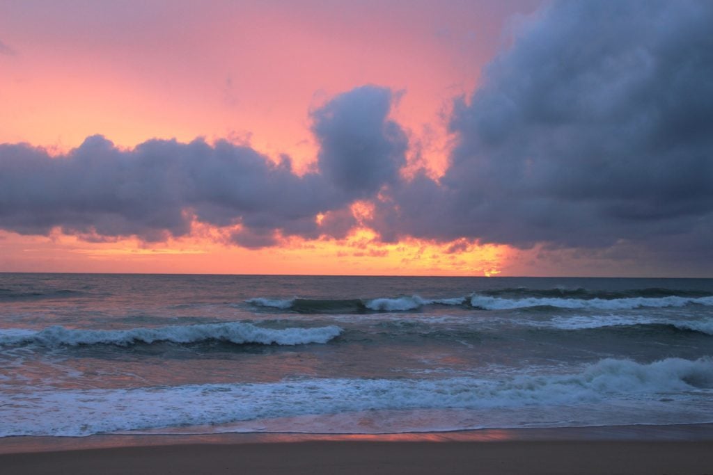 Dramatic sunset as seen from the beach during our island hopping in Thailand