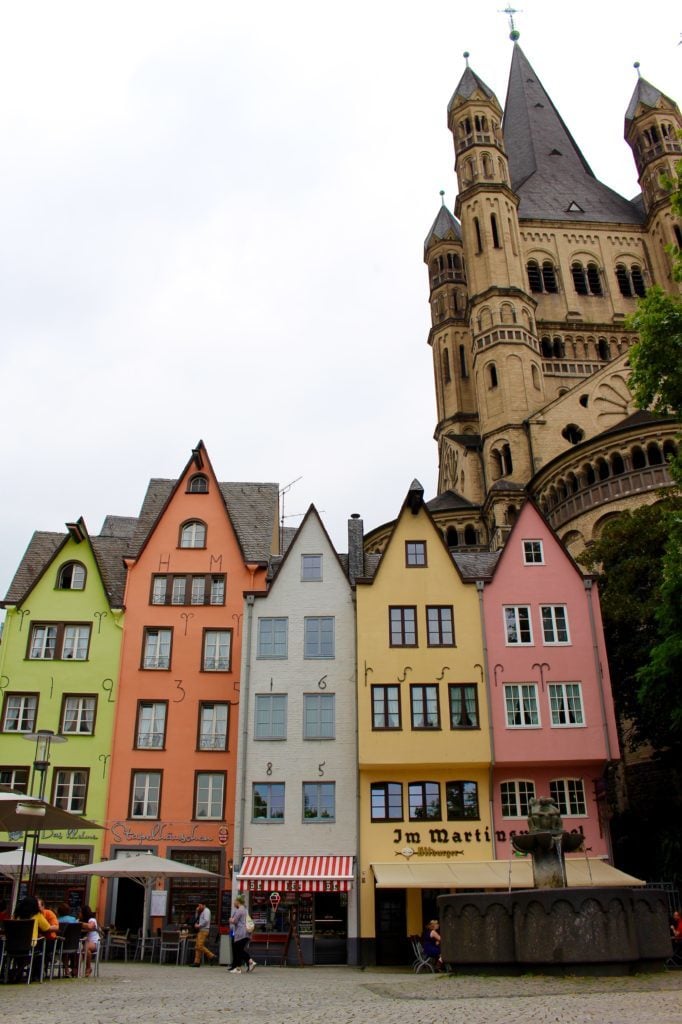Tall, colorful buildings in Cologne, Germany