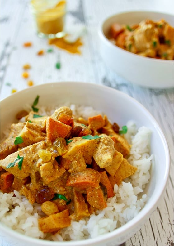 My Signature Indian Chicken Curry with Carrots, Sweet Potatoes & Raisins