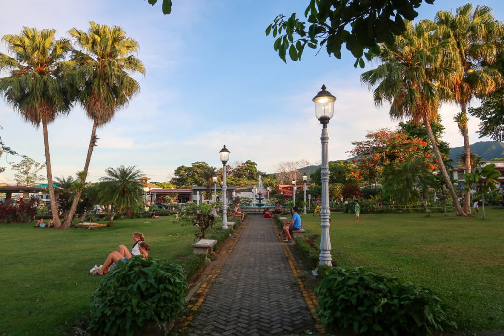 Cobbled path in a park in La Fortuna Downtown