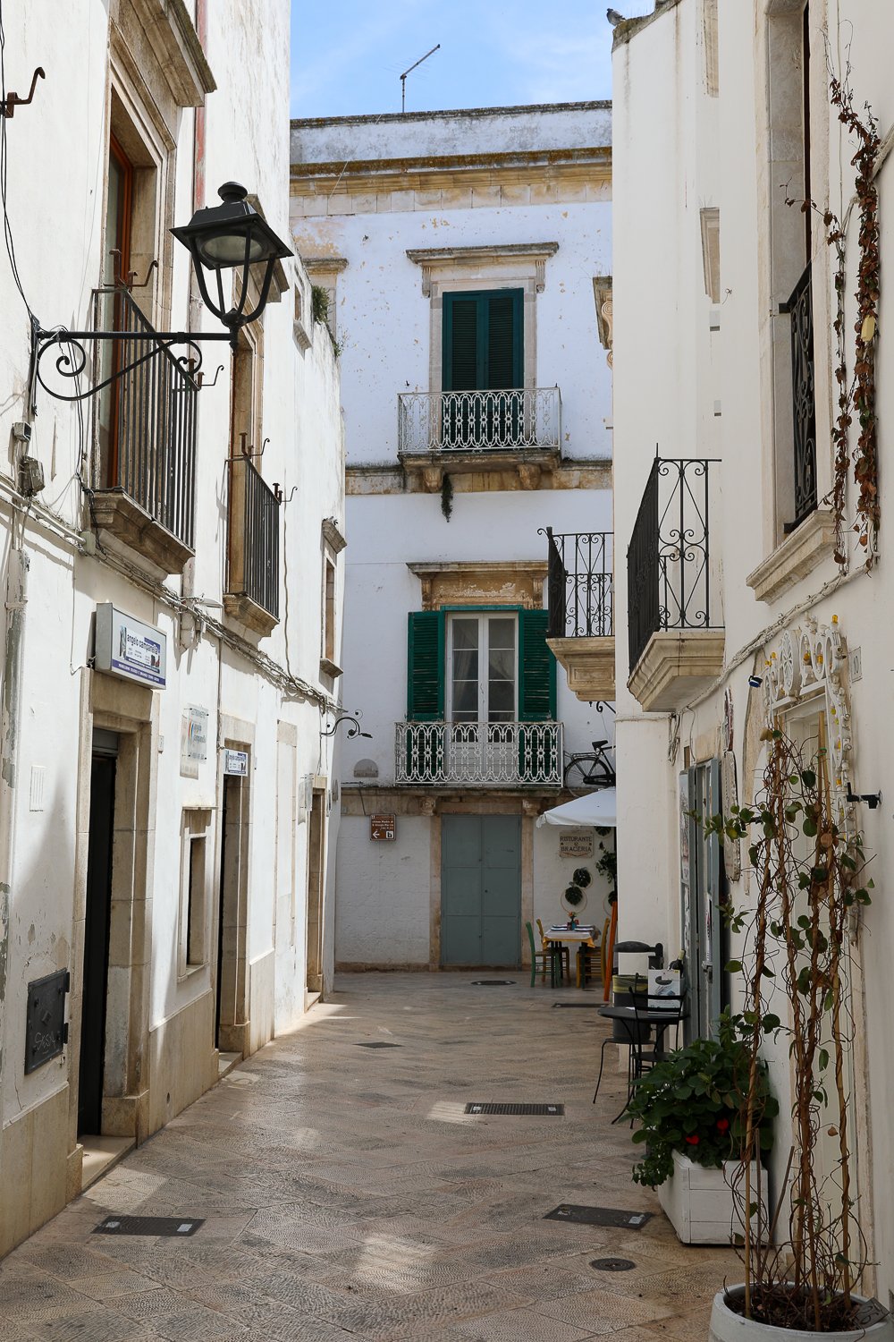Beautiful narrow street in Locorotondo, Italy