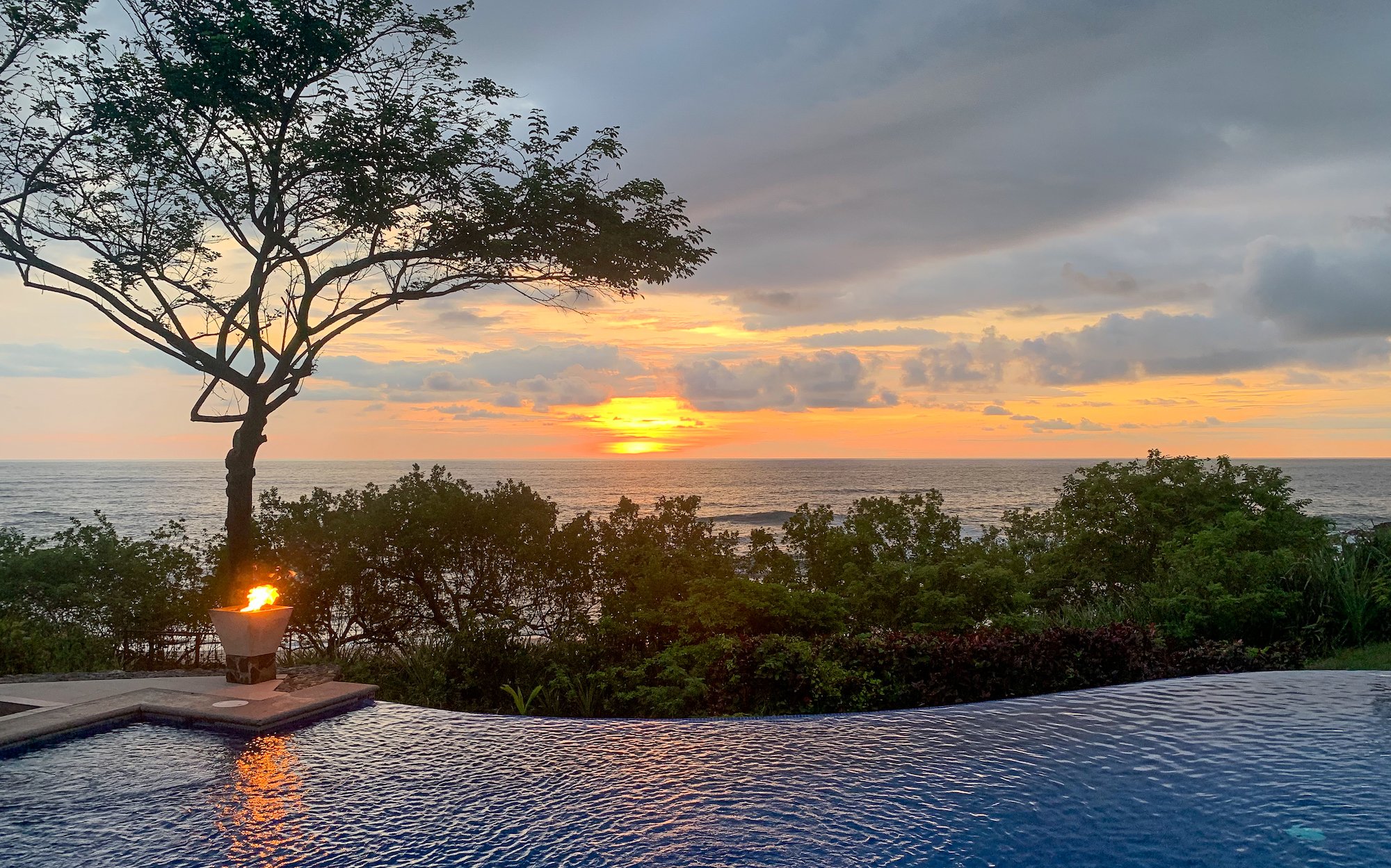 Beautiful sunset seen from a luxurious rental home in Playa Avellanas, Costa Rica