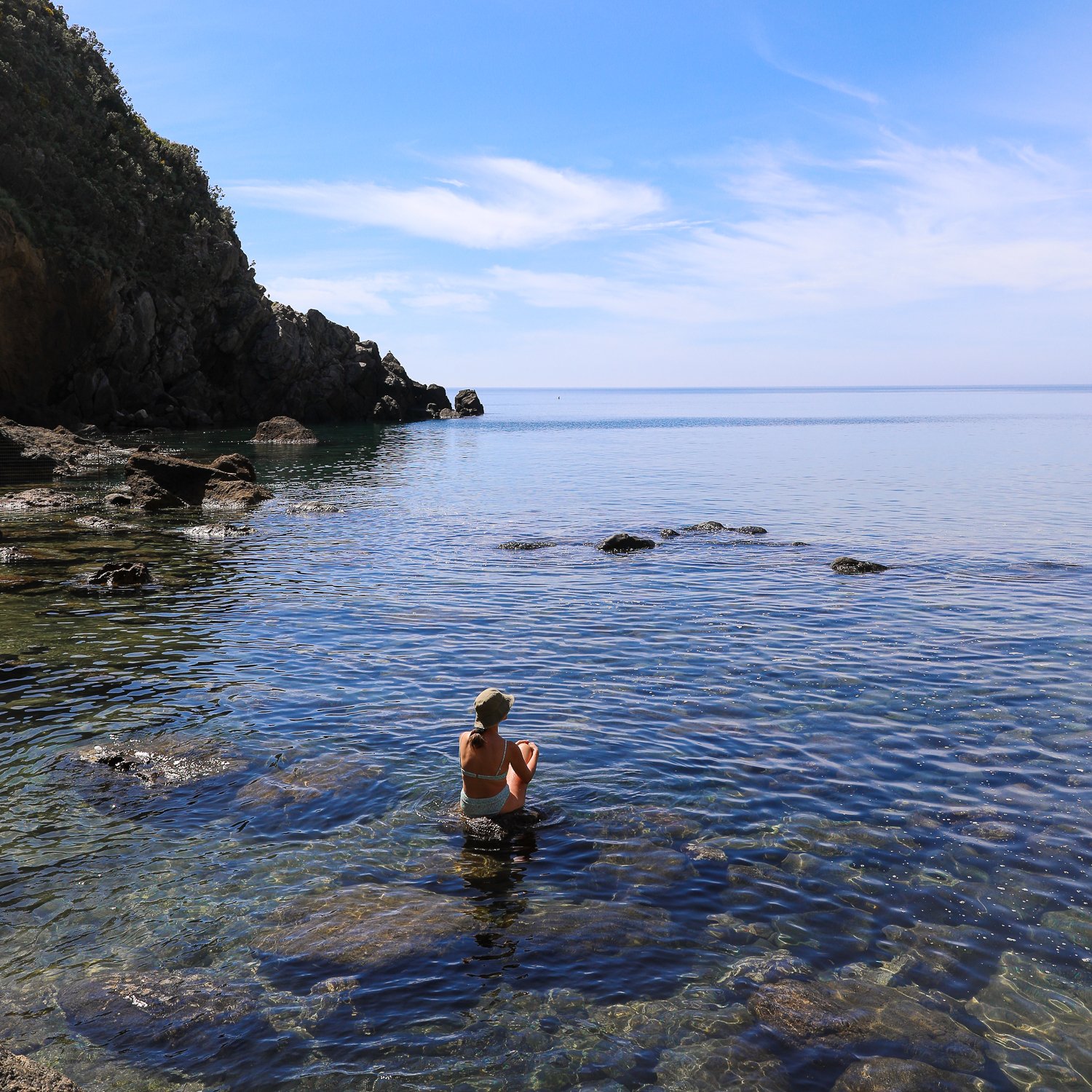 Maddy relaxing at Baia di Sorgeto in Ischia