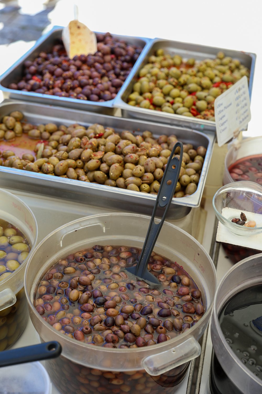 Different flavors of olives in Puglia
