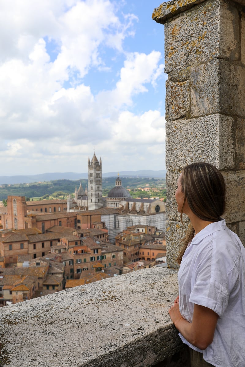 Maddy admiring the landscape of Siena and its beautiful cathedral