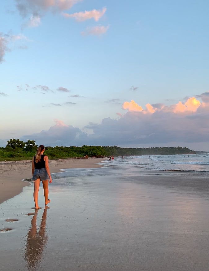Maddy strolling along Playa Avellanas in Costa Rica