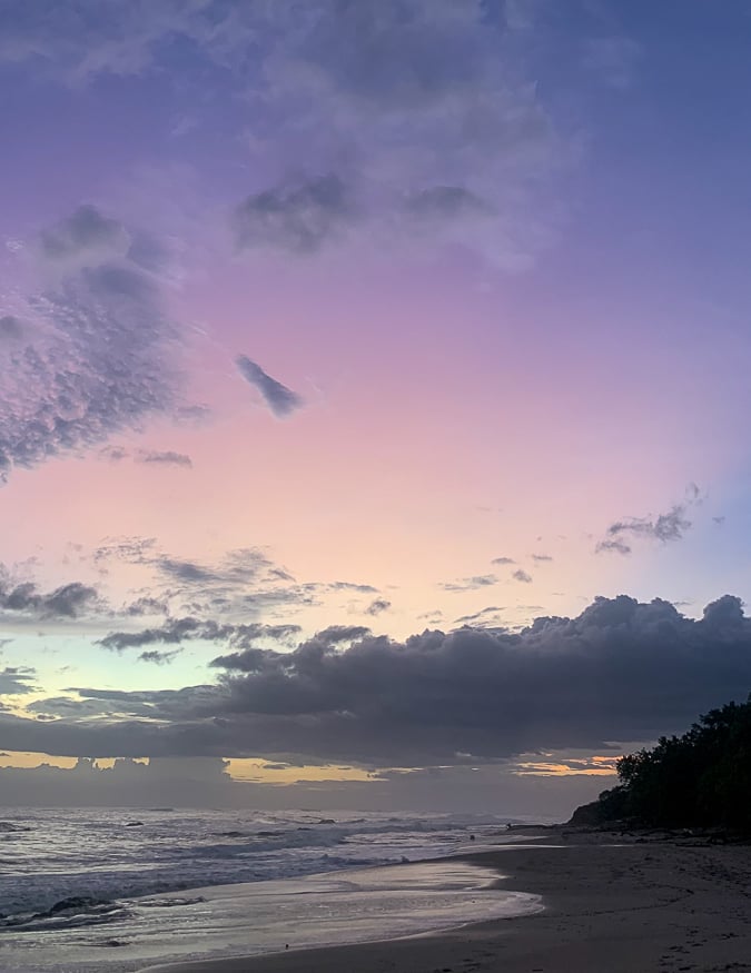 Beautiful purple sunset at Playa Avellanas
