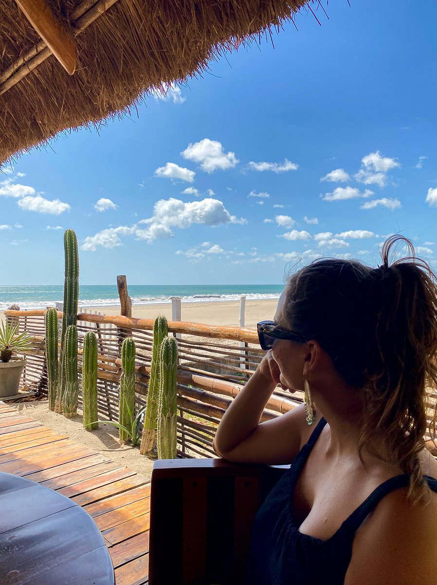 Melanie enjoying the view of the beach in Popoyo, one of the best places to visit in Nicaragua