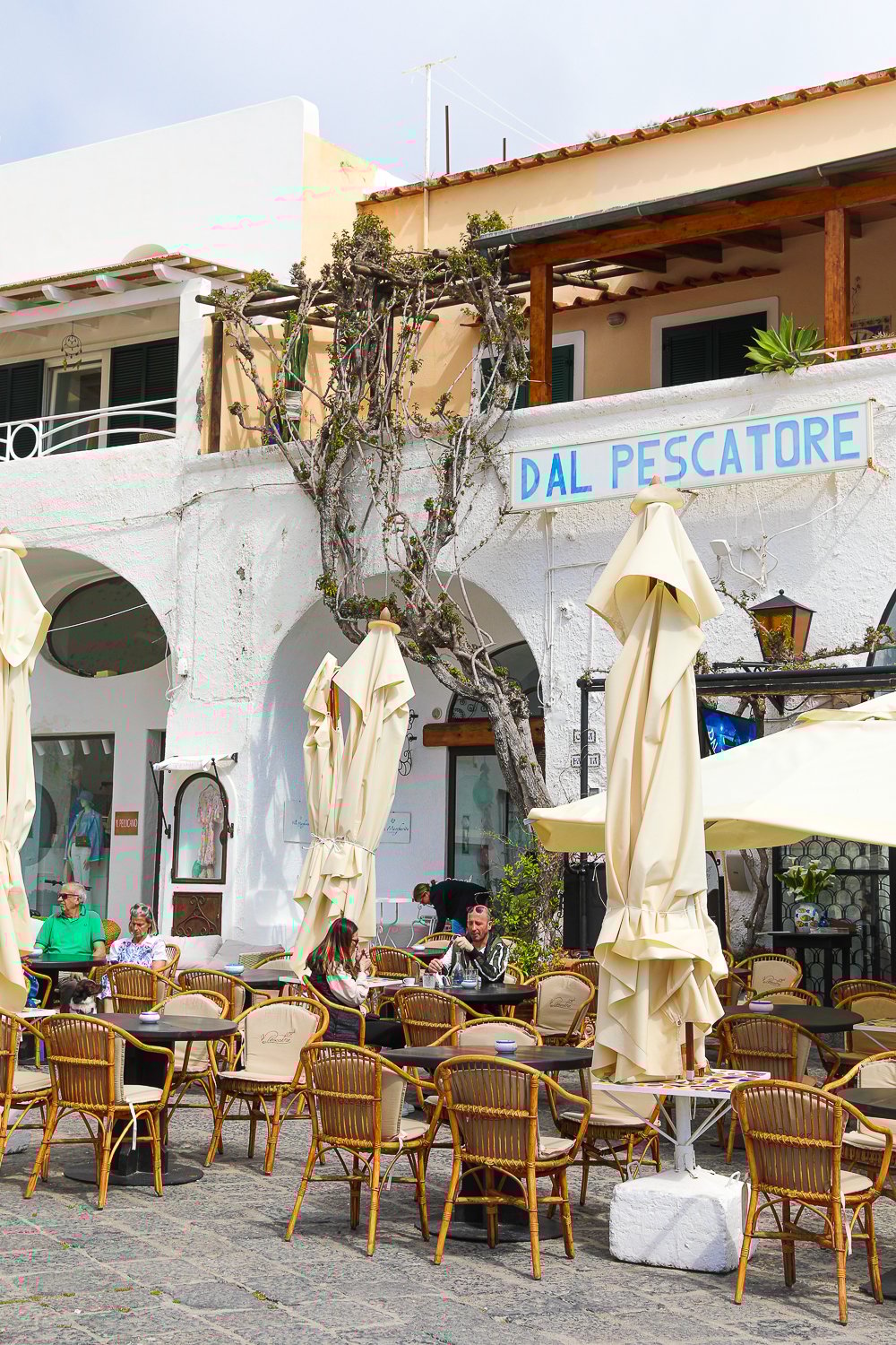 Outdoor dining area of Dal Pescatore, a restaurant in the village of Sant'Angelo