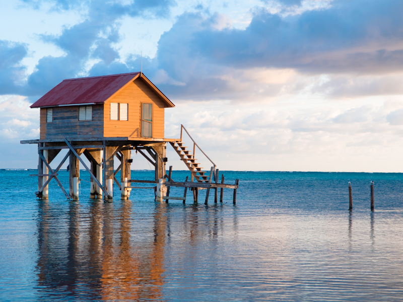 Over-water house in Ambergris Caye, Belize