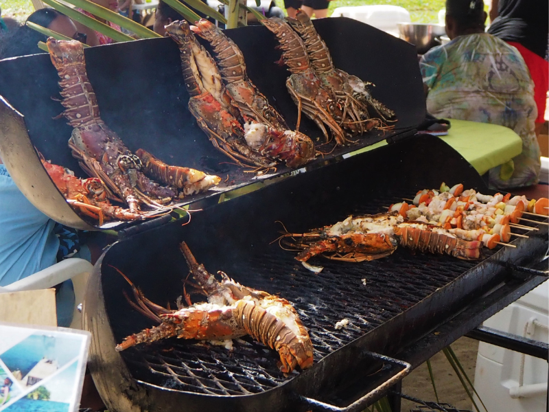 Lobsters on the bbq in Caye Caulker