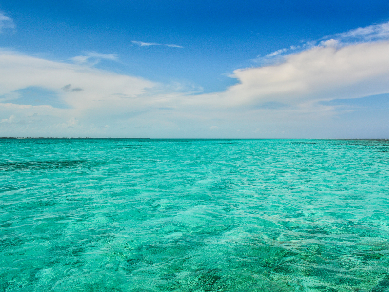 View of the amazing turquoise water in Belize