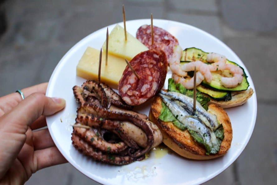 Traditional cicchetti in Italy