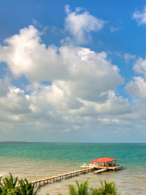 Dock by the turquoise waters of a Belizean coast