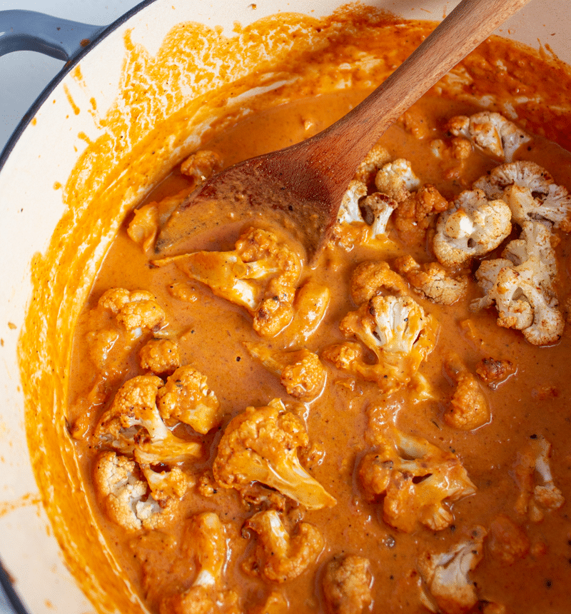 Vegan cauliflower tikka masala in a pot