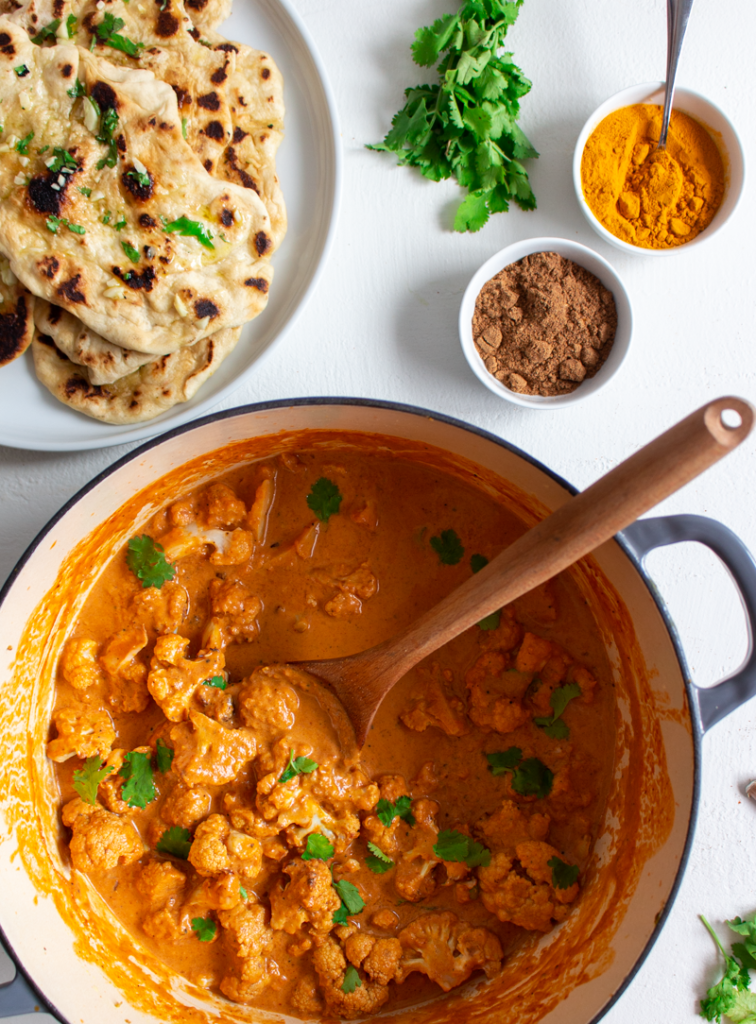 Cauliflower tikka masala in a pot