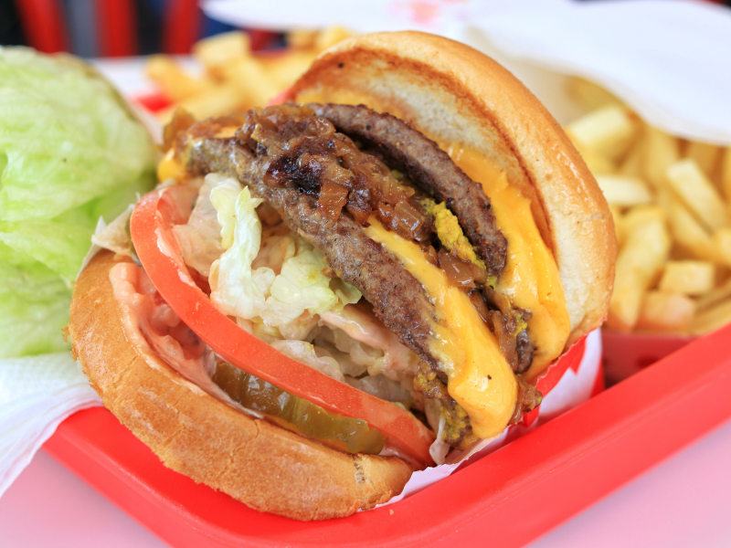 a double-double cheeseburger and fries from in-n-out. An absolute must-eat meal on your California bucket list!