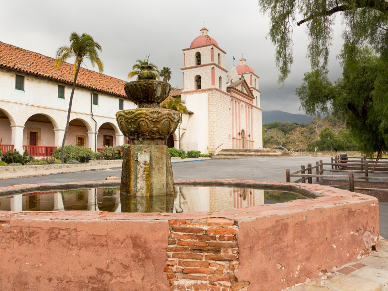 view of the Santa Barbara Mission, a must on your California Bucket List.