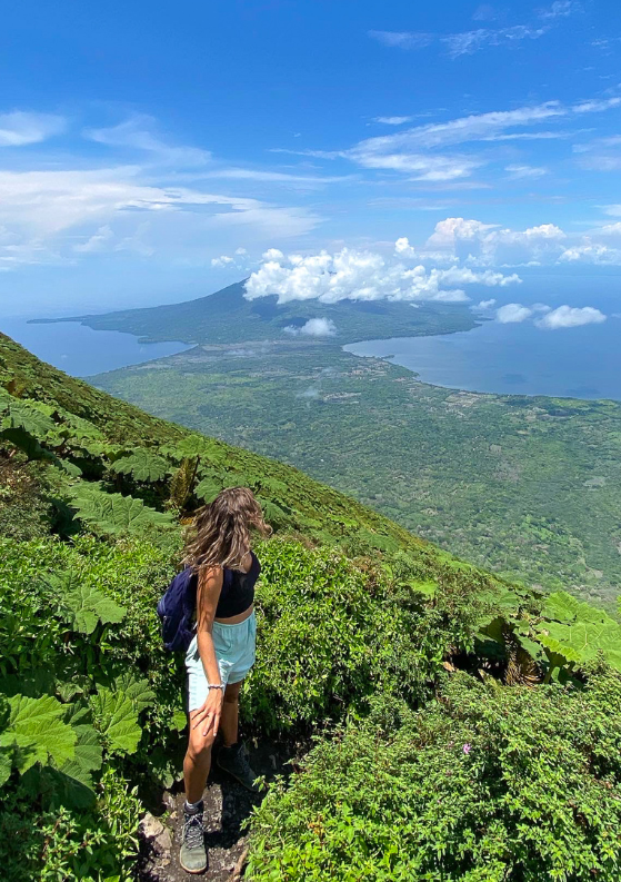 Melanie admiring the view of a volcano in Ometepe Island