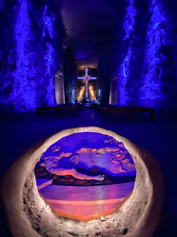 Zipaquira Salt Cathedral. A day trip to this underground church is one of the coolest things to do in Bogota, Colombia.