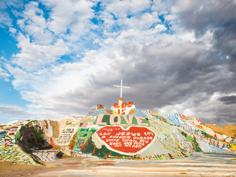 Salvation Mountain is an interesting stop on a California road trip