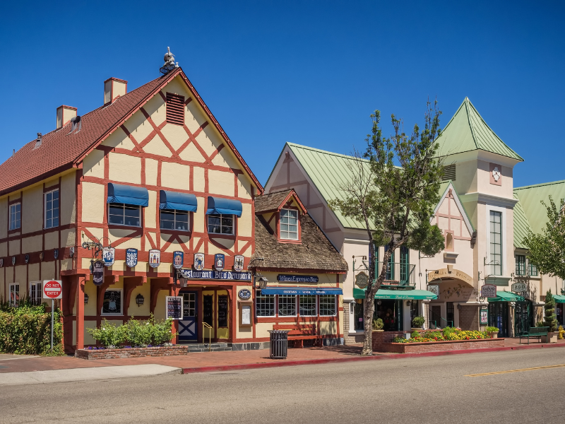 Cute Danish buildings in Solvang, California. A great wine tasting destination