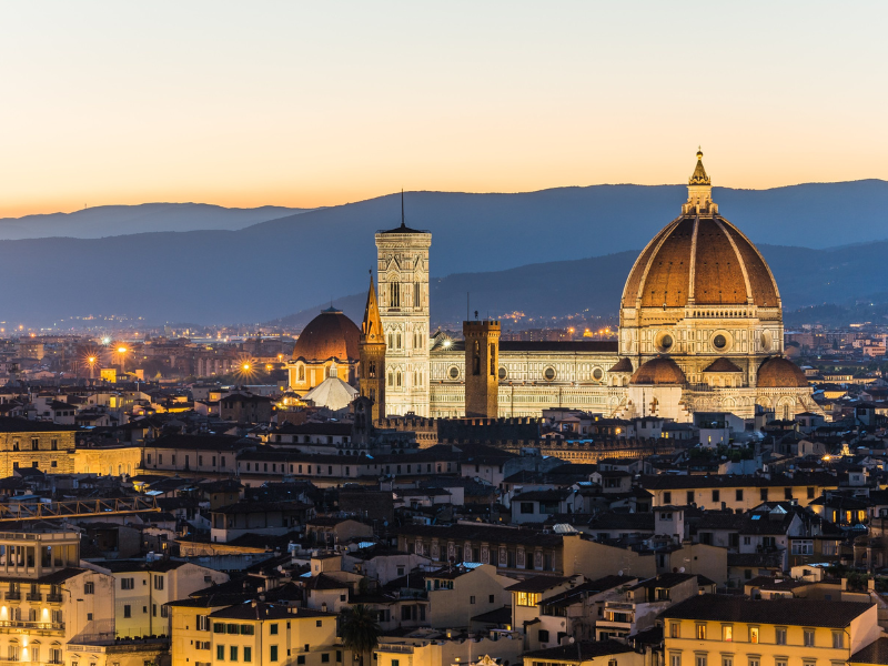 View of the Duomo from the Piazzale Michelangelo at sunset