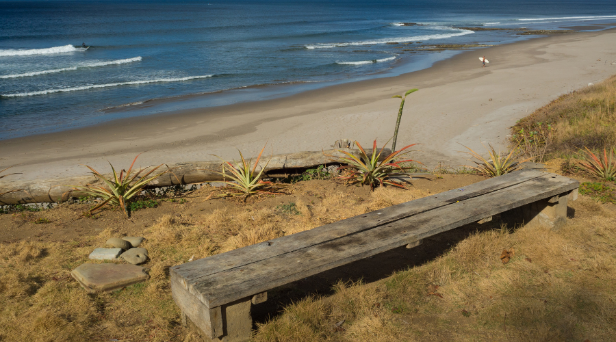 Plank seats by the beach in Popoyo, Nicaragua