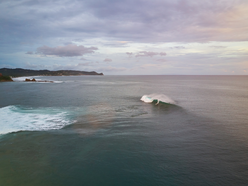 Wave breaking on the coast in Nicaragua